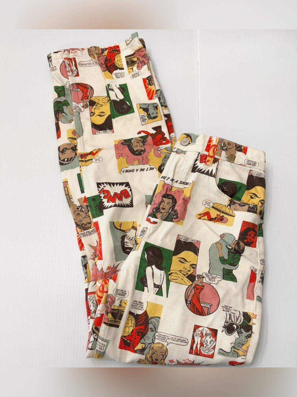 Reformation Comic High Rise Straight Leg Jeans Multicolor Pop Art Size 28